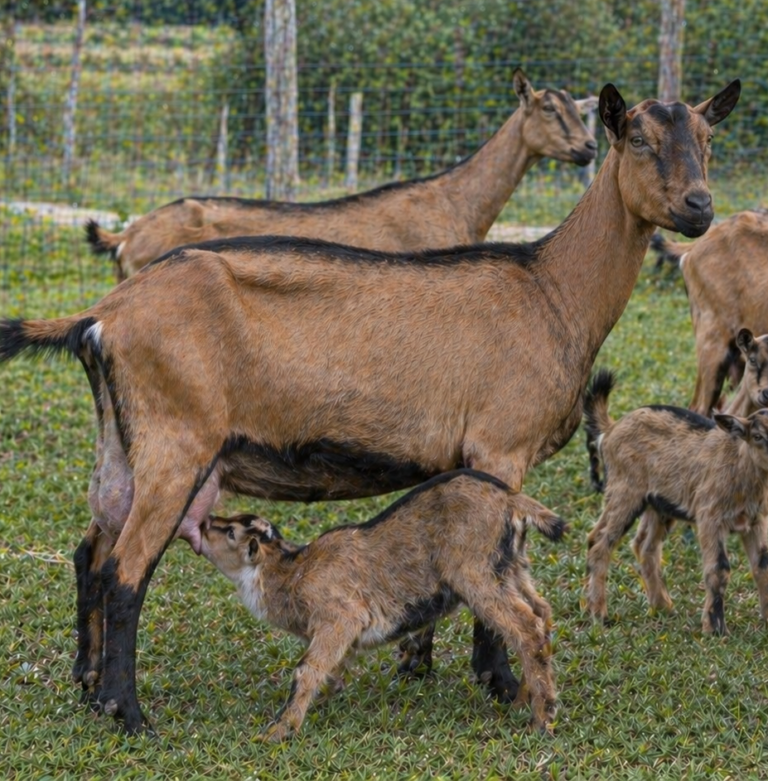 Stado muznih koza sa jarićima